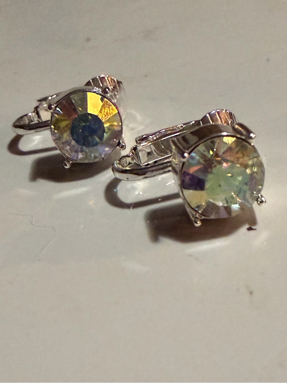 3/$20 Aurora Crystal Clip-on Earrings - Iridescent Round Stones
